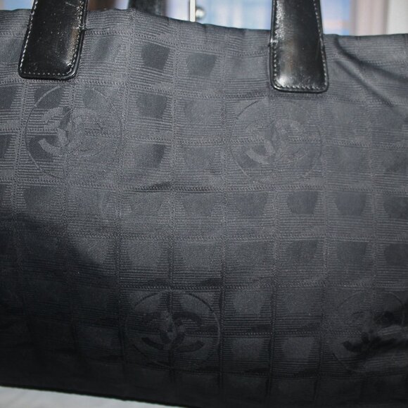 Authentic Chanel Italy Jacquard Leather Travel Line Tote Bag Purse Bag w freebie - Picture 13 of 16